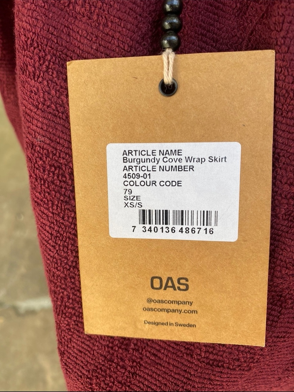 OAS Burgundy Cove Mini Wrap Skirt with Geometric Texture size XS/S NWT - Picture 4 of 10